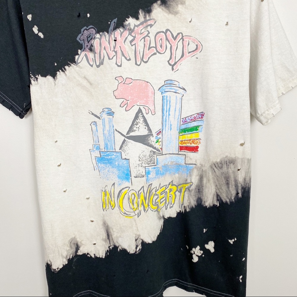 PINK FLOYD Tie Dye Bleached Graphic Band Tee New - Picture 3 of 5